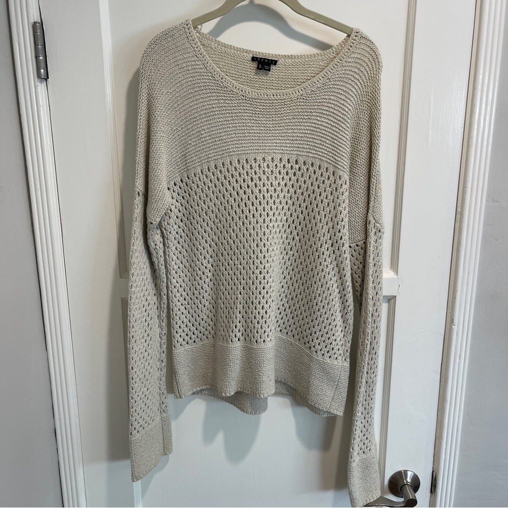Theory 100% Cotton Elegant Cream Sweater